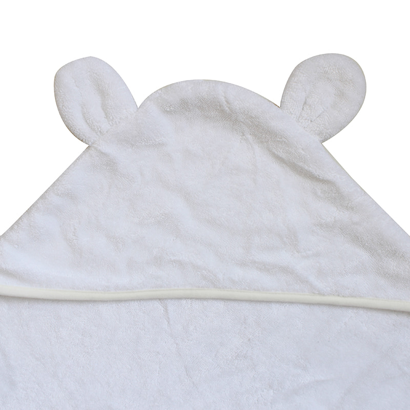 Plain White Bamboo Hooded Towel For Baby